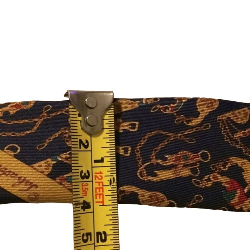 Salvatore Ferragamo Blue Gold Horse Bit Silk Tie Made in Italy Designer Preppy - Picture 8 of 10